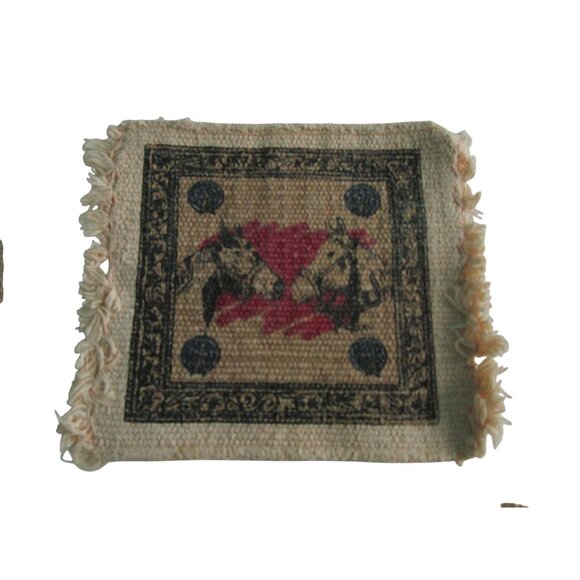 Vintage Southwest Woven Cotton Mug Rug Coasters El Paso Saddle Blanket Co GUC - Picture 5 of 16